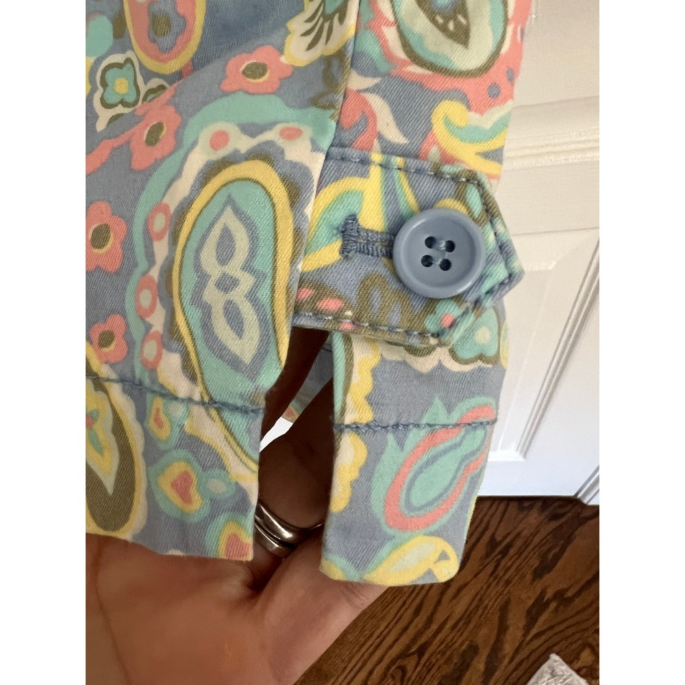 Talbots NWOT Perfect Crop Pant Womens Blue Pink Floral Cotton 18W Boho Coastal - Picture 7 of 10